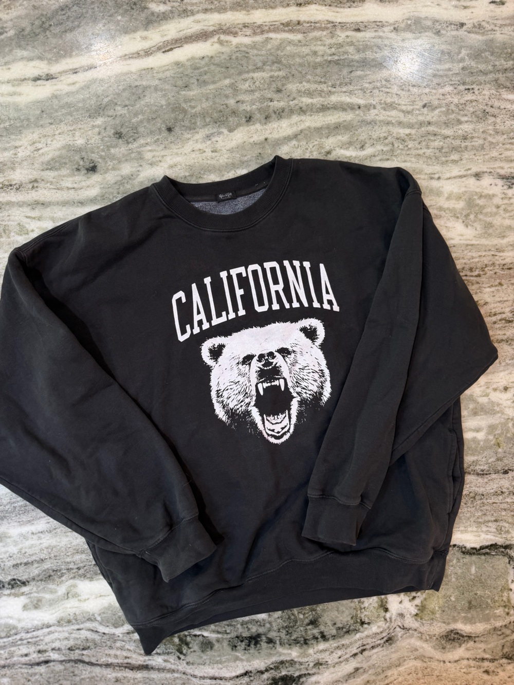 Brandy Melville J.Galt Black Sweatshirt with White California Bear Graphic